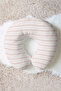 Minimal Striped Cotton Neck Pillow - Modern Beige Brown Adult Travel Pillow - 4
