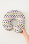 Tribal Geometric Patterned Cotton Neck Pillow - Modern Pastel Yellow Pink Black Travel Pillow - 2