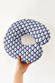 Japanese Wave Pattern Cotton Neck Pillow - Modern Navy Blue White Adult Travel Pillow - 2