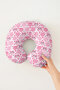 Cotton Neck Pillow with Cat Figure - Cute Pink Striped Travel Pillow for Kids & Adults - 3