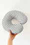 Geometric Pattern Cotton Neck Pillow - Modern Grey White Adult Travel Pillow - 6