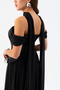 Women's Black Shawl Collar Strapless Promise Engagement Evening Dress - 5