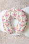 Tulip Motif Ergonomic Neck Pillow - Modern Ethnic Patterned Pink Cream Travel Pillow - 6