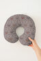 Geometric Brown Cotton Neck Pillow - Modern Hexagon Black White Travel Pillow