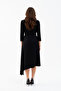 Women's Black Slim Fit Belt Detail Satin Event Dress - 6