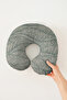 Ergonomic Neck Pillow with Green Tropical Leaf Pattern - Natural Beige Primary Color Soft Travel Pillow