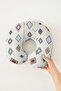 Ethnic Geometric Pattern Cotton Neck Pillow - Cream Soft Travel Pillow with Colorful Diamond Motifs - 2