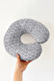 Geometric Gray Modern Cotton Neck Pillow - Minimalist Gray White Adult Travel Pillow - 7