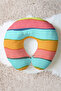 Colorful Striped Cotton Neck Pillow - Modern Pastel Orange Travel Pillow - 7