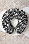 Black and White Floral Pattern Ergonomic Neck Pillow-Minimalist Kids & Adults Black Travel Pillow - 5