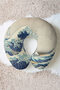 Japanese Wave Themed Ergonomic Neck Pillow - Artistic Blue Beige Adult Travel Pillow - 2