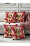 Pink Cute Teddy Bear Children's Room Themed Digital Printed Decorative 4-Piece Throw Pillow Cover