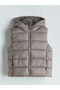 Brown Hooded Girl's Puffer Vest