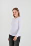 Crew Neck White Long Sleeve White Blouse/Body - 2
