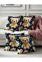 Navy Blue Cute Teddy Bear Children's Room Themed Digital Printed Decorative 4-Piece Throw Pillow Cover