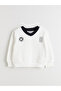 Ecru V-Neck Girl's Sweatshirt