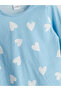 Lcw Kids Blue Heart Printed Girl's Pajama Set - 3