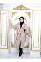 Women's Hijab Coat with Gathered Sleeves and Belted\cache Coat - 4