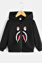 Kids Unisex Black Character Printed Zippered Cardigan/Jacket