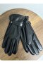 Men's Black Faux Leather Fleece-Lined Gloves - Standard Size - 3