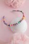 Hand-Painted Flower Patterned Fimo Beaded Crown – Colorful and Fun Hair Accessory for Girls