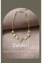 Steel Necklace with Green Square Stone and Gold Disc Detail - 2