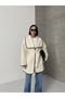 Soft Beige Jacket with Embroidery Detail and Belt - 2