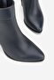 Women's Dark Blue Genuine Natural Leather Size 36-41 Thick Heel Buckle Boots & Booties - 3