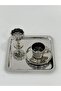 Silver Coffee Presentation Set – Silver Coffee Cup, Turkish Delight Bowl and Tray - Luxury Coffee Set - Groom Coffee Set - 3