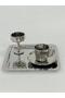 Silver Coffee Presentation Set – Silver Coffee Cup, Turkish Delight Bowl and Tray - Luxury Coffee Set - Groom Coffee Set - 4
