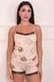 Women's Teddy Bear Patterned Shorts Pegasus Pajama Set Beige