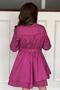 Girl's Floral Print Pleated Purple Trench Coat Dress - 4