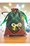 Christmas Themed Plaid Snowflake Fabric Gift Bag – Red, Green, Yellow (12X17 cm) - 3