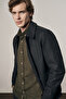 Men's Anthracite Shirt Collar Casual Slim Fit Flexible Coat 1007255122