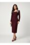 Women's Imported Tweed Fabric Stone Embroidered Lined Special Design Midi Dress - 5