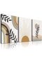 Boho Wall Art 3-Piece – Geometric Leaf Sun Moon Canvas, Mint Green, 40x60 cm, Abstract Decor