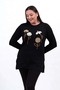 Women's Plus Size Crystal Fabric Crew Neck Floral Embroidered Slit Hijab Tunic - 4