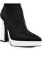Women Contrasting Platform Detail Sock Boots in Black and White - 5