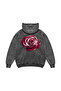 Alert Rose Printed Oversize Unisex Washable Black Hoodie