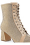 Women Rhinestone Embellished Ankle Boots in Beige - 5
