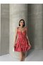 Strappy Dress Skirt Flounce Dress Chest Padded Red Mini Dress Floral Dress Patterned Dress - 2