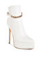 Women Metallic Chain Detail Boots in White - 2
