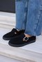 Carmen Women's Black Real Suede Buckle Loafer Shoes