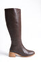 Women's Round Toe Zippered Thick Heeled Daily Boots Monera Brown Skin - 2