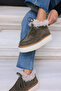 Paula Women's Khaki Genuine Suede Boots - 6