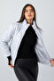 Women's Gray Short Puffer Jacket - 2
