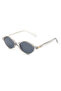 Oval Dark Lens Black Glass Sunglasses with Transparent Frame - 5
