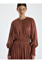 Cinnamon Color Drawstring Detailed Dress - 5