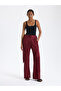 Burgundy Belted Palazzo Pants - 3
