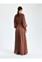 Cinnamon Color Drawstring Detailed Dress - 3